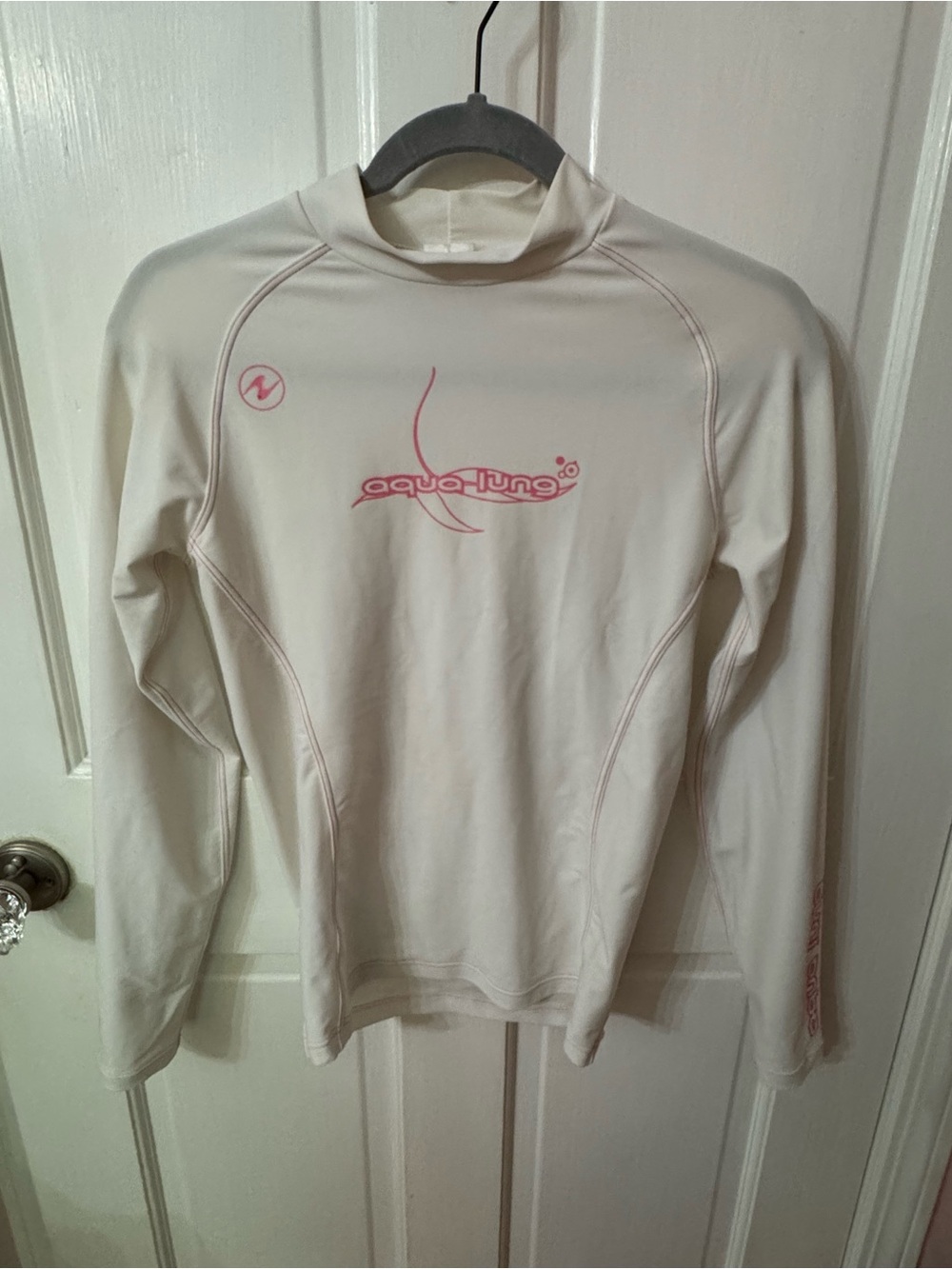 AquaLung White & Pink Long Sleeve Rash Guard Swim Top XS